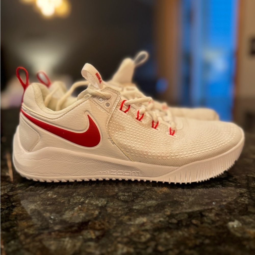 Nike White and Red volleyball shoes